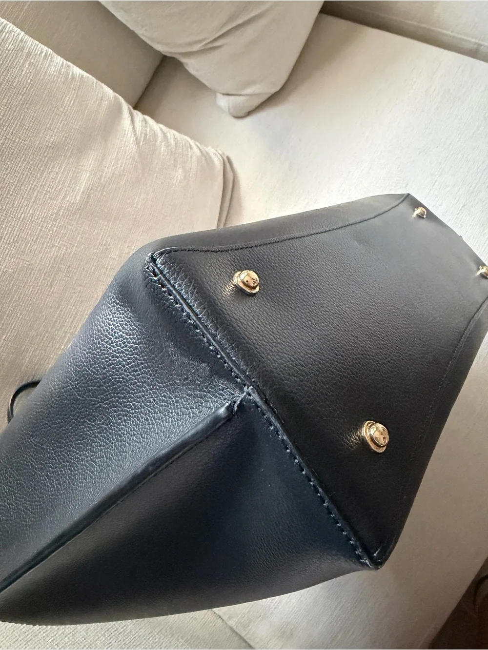 Quince Black Leather Reversible Tote with Brown Interior